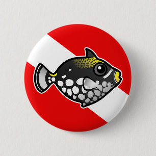 Cute Cartoon Clown Triggerfish Dive Vlag Ronde Button 5,7 Cm