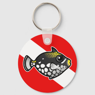 Cute Cartoon Clown Triggerfish Dive Vlag Sleutelhanger
