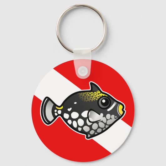Cute Cartoon Clown Triggerfish Dive Vlag Sleutelhanger (Voorkant)