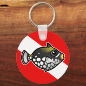 Cute Cartoon Clown Triggerfish Dive Vlag Sleutelhanger (Voorkant)