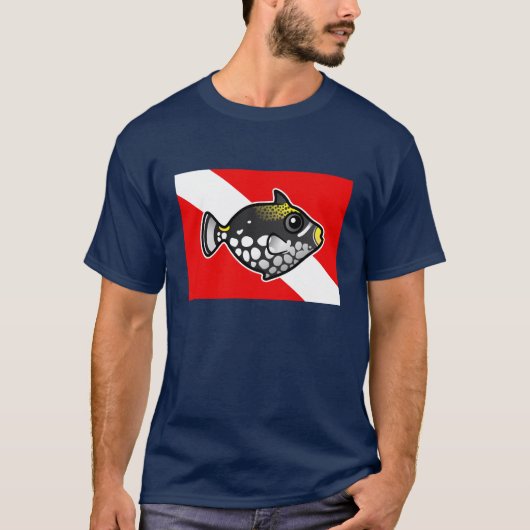 Cute Cartoon Clown Triggerfish Dive Vlag T-shirt (Voorkant)