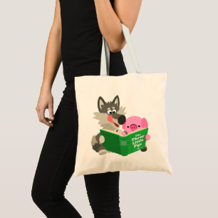 Cute Cartoon Cochon Et Loup Lire un Sac fourre-tou