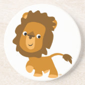 Cute Cartoon Content Lion Onderzetter (Voorkant)