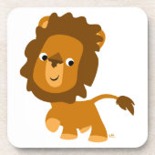 Cute Cartoon Content Lion Onderzetters set (Voorkant)
