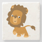 Cute Cartoon Content Lion Stone Onderzetter (Voorkant)
