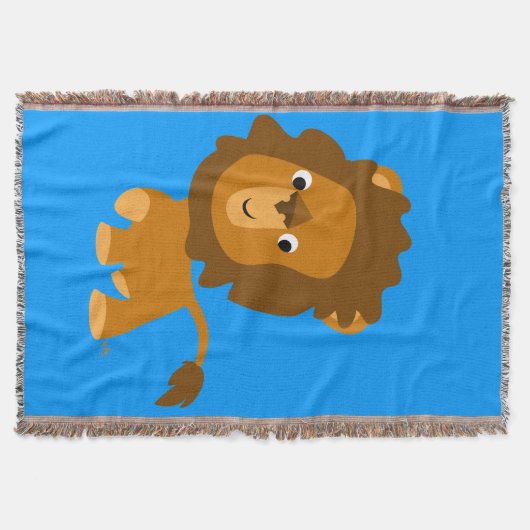 Cute Cartoon Content Lion Throw Blanket Deken (Voorkant)