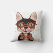Cute Cartoon Cool Cat in bril Kussen (Achterkant)
