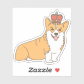 Cute Cartoon Corgi Queen met Crown Sticker (Vel)