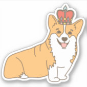Cute Cartoon Corgi Queen met Crown Sticker (Voorkant)