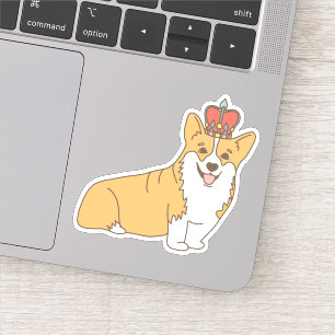 Cute Cartoon Corgi Queen met Crown Sticker