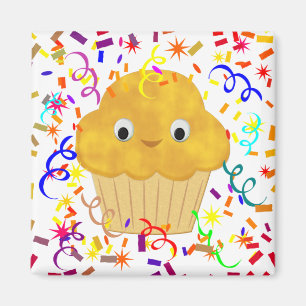 Cute Cartoon corn Muffin met Confetti Magnet Magneet