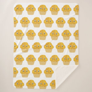 Cute Cartoon Corn Muffin Pattern Sherpa Deken
