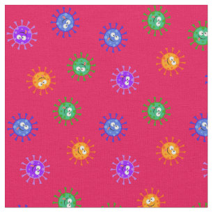 Cute Cartoon Corona Virus Covid 19 Virussen roze Stof