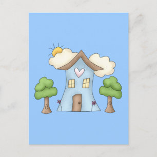 Cute Cartoon Country House Tree Scene Briefkaart