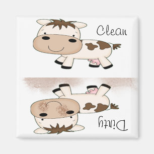 Cute Cartoon Cow Cean and Dirty Magneet