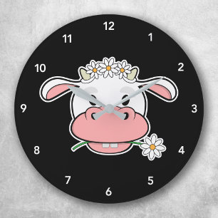 Cute Cartoon Cow Dier Boerderij Kawaii Ronde Klok