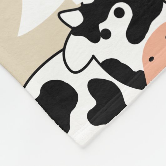 Cute Cartoon Cow Pattern & Name in Script Fleece Deken (Hoek)