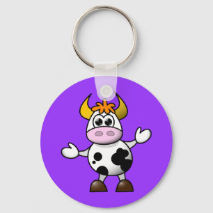 Cute Cartoon Cow Sleutelhanger