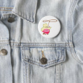Cute Cartoon Cowboy Pig. met Lariat Button Badge (In situ)