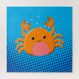 Cute Cartoon Crab Blue Ocean Legpuzzel