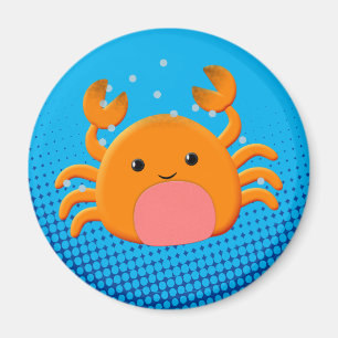 Cute Cartoon Crab Blue Ocean Magneet