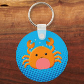 Cute Cartoon Crab Blue Ocean Sleutelhanger (Voorkant)
