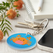 Cute Cartoon Crab Blue Ocean Sleutelhanger (Voorkant Rechts)