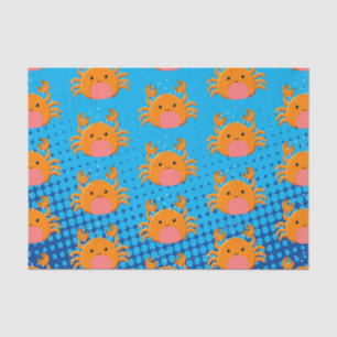 Cute Cartoon Crab Blue Ocean Tissuepapier