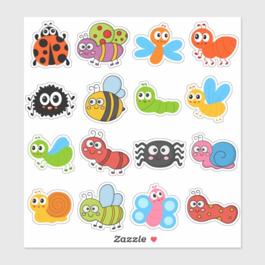 Cute Cartoon Creepy Crawlies Sticker (Vel)