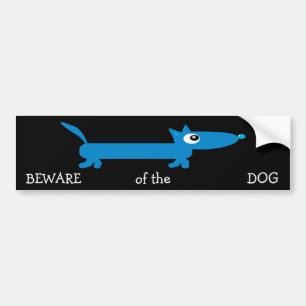 Cute cartoon Dachshund BEWARE of the DOG Bumpersticker