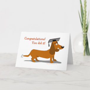 Cute Cartoon Dachshund Dog Afstuderen Kaart