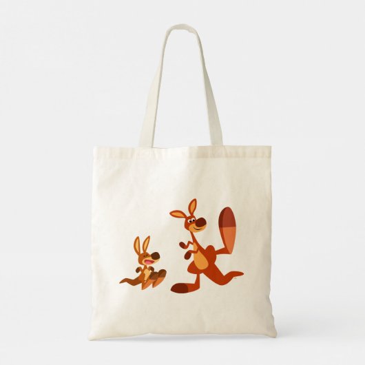 Cute Cartoon Dad Kangaroo and Joey Canvas tas (Achterkant)