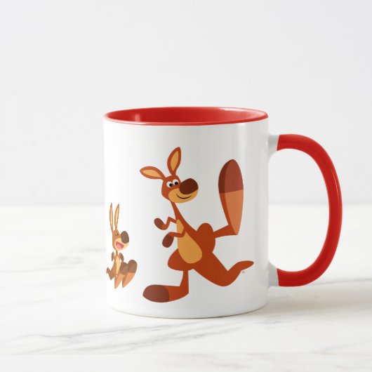 Cute Cartoon Dad Kangaroo en Joey Mok (Rechts)