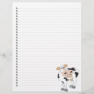 Cute Cartoon Dairy Koe Lined Pet Letterhead