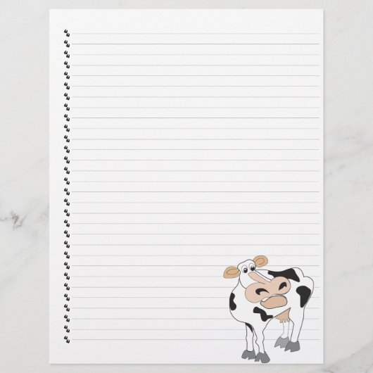 Cute Cartoon Dairy Koe Lined Pet Letterhead (Voorkant)