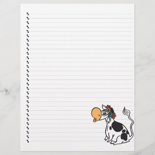 Cute Cartoon Dairy Koe Lined Pet Letterhead (Voorkant)