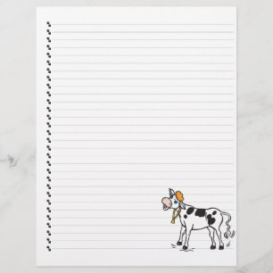 Cute Cartoon Dairy Koe Lined Pet Letterhead
