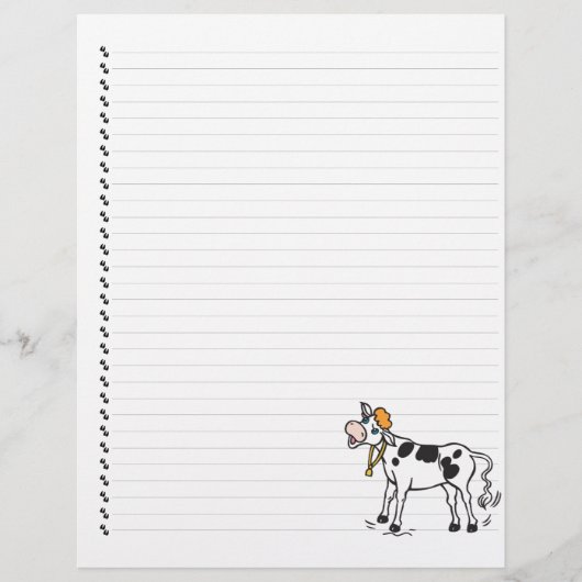 Cute Cartoon Dairy Koe Lined Pet Letterhead (Voorkant)