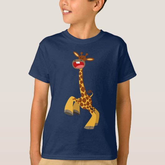 Cute Cartoon Dancing Giraffe Boys' T-Shirts (Voorkant)