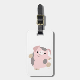 Cute Cartoon Dancing Pig Bagagelabel