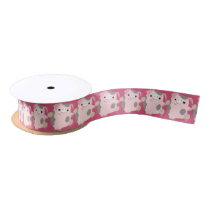 Cute Cartoon Dancing Pig Ribbon Lint
