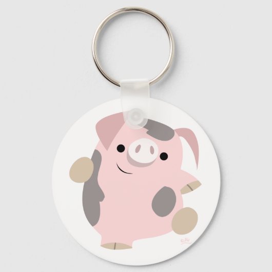 Cute Cartoon Dancing Pig Sleutelhanger (Voorkant)