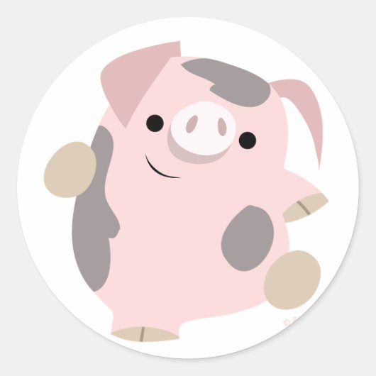 Cute Cartoon Dancing Pig Sticker (Voorkant)