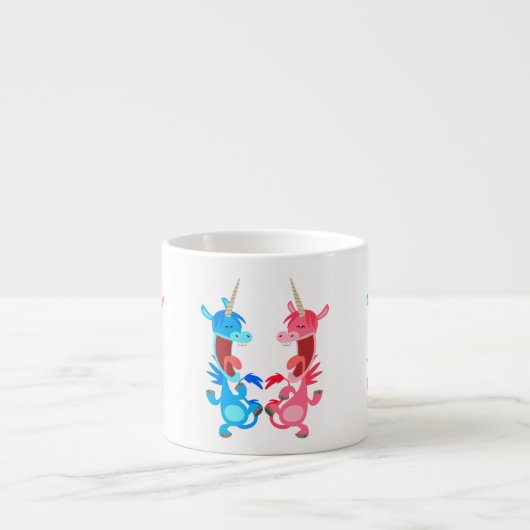 Cute Cartoon Dancing Unicorns Espresso Mok (Voorkant)