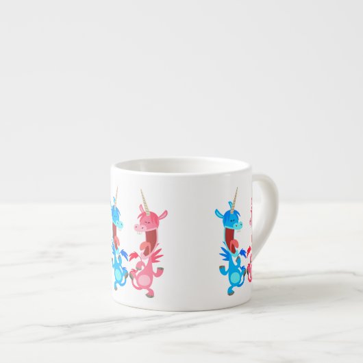Cute Cartoon Dancing Unicorns Espresso Mok (Voorkant rechts)