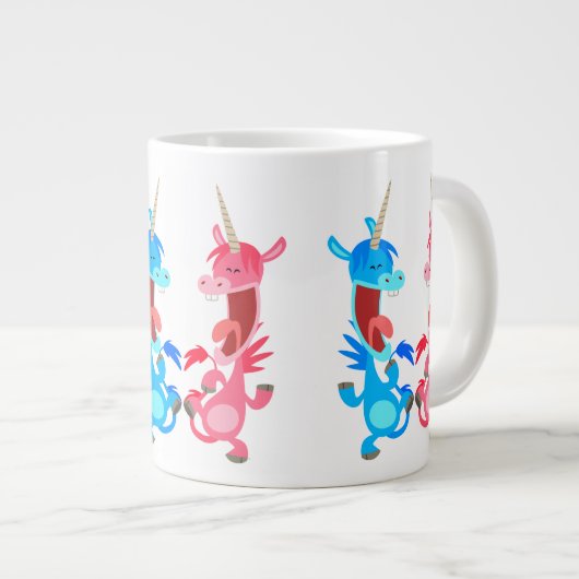 Cute Cartoon Dancing Unicorns Jumbo Mok (Voorkant rechts)