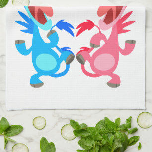 Cute Cartoon Dancing Unicorns Kitchen Towel Theedoek
