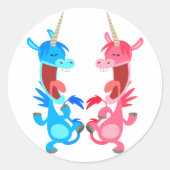 Cute Cartoon Dancing Unicorns Sticker (Voorkant)