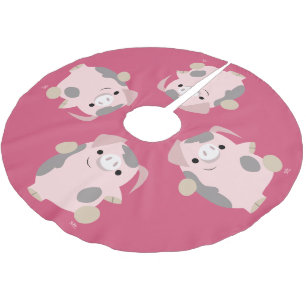 Cute Cartoon Dansende Varkenshaar Kerstboom Rok