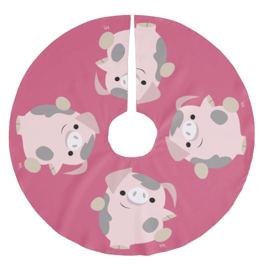 Cute Cartoon Dansende Varkenshaar Kerstboom Rok (Voorkant)